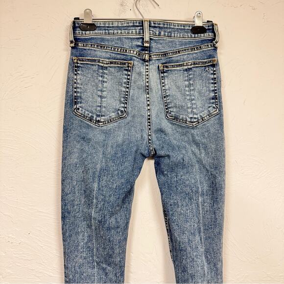 Rag & Bone Blue Nina High Rise Skinny Jeans Women 26 Button Fly Acid Wash Casual - Picture 3 of 12